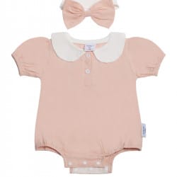 Pink Girl's Romper With Hair Band 